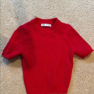 Zara  Red Knit Top